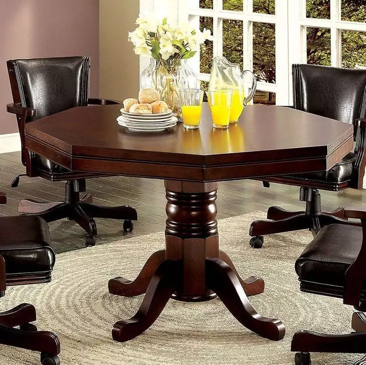Rowan Cherry 48" Octagonal Dining and Game Table with Cup Holder