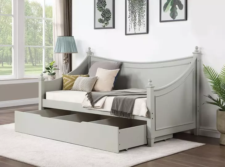 Lycoris Light Gray Twin Daybed with Trundle