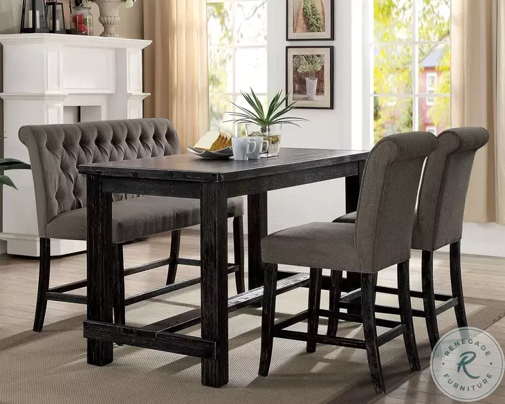 Sania II Antique Black Counter Height Dining Room Set from