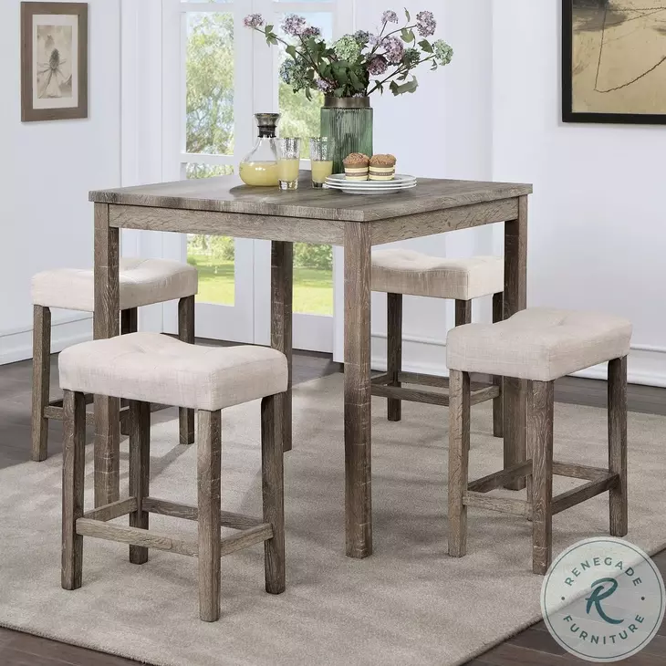 Torreon Gray And Beige 5 Piece Counter Height Dining Table Set