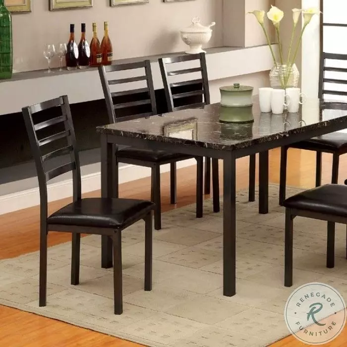 Colman 60" Faux Marble Top Rectangular Leg Dining Table