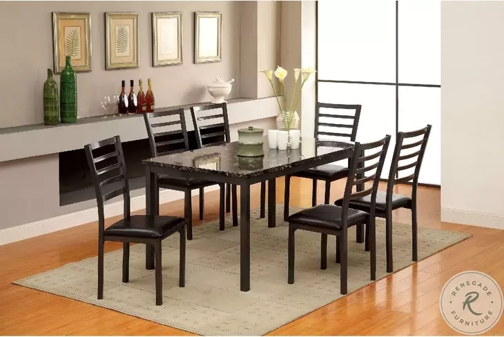 Colman 60" Faux Marble Top Rectangular Leg Dining Table