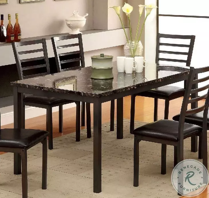 Colman 60" Faux Marble Top Rectangular Leg Dining Table