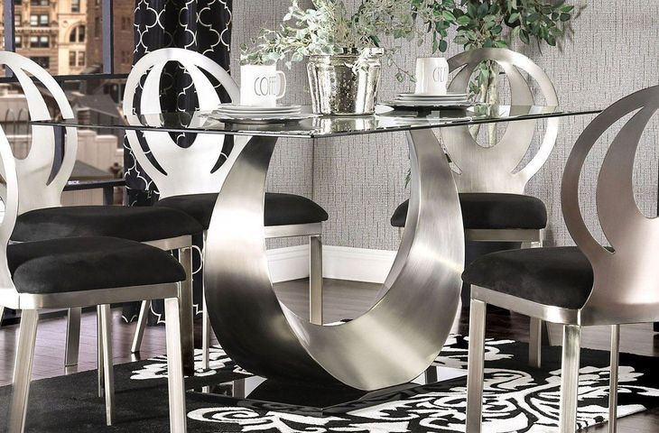 Orla Silver and Black 60" Rectangular Dining Table