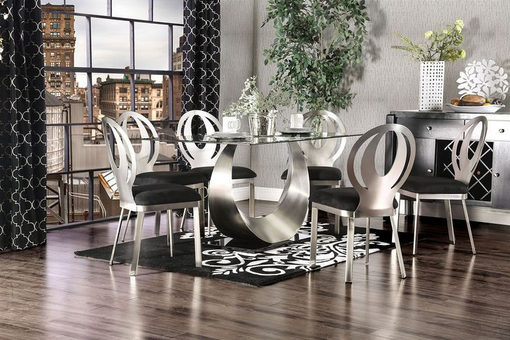 Orla Silver and Black 60" Rectangular Dining Table