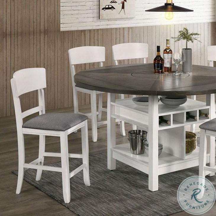 Stacie White and Gray Extendable Counter Height Round Dining Table From ...
