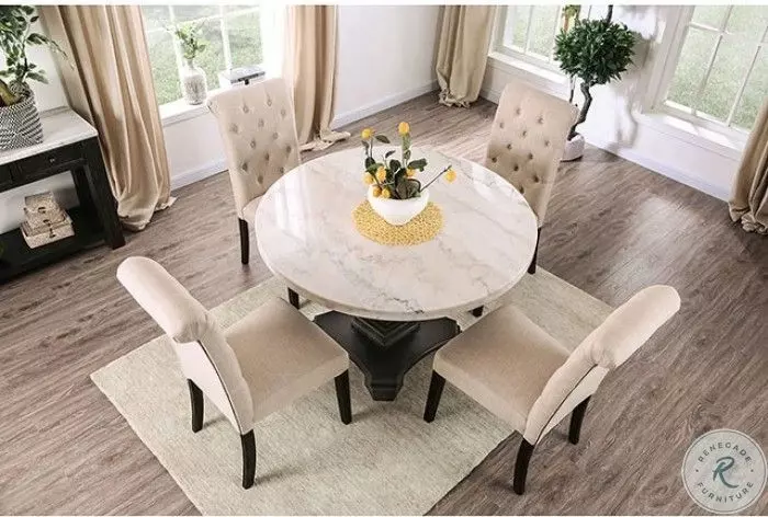 Elfredo White And Antique Black Round Dining Table