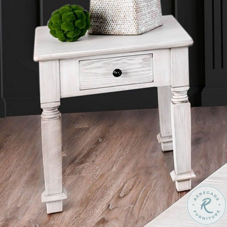 Joliet Antique White End Table from Furniture of America | Coleman ...