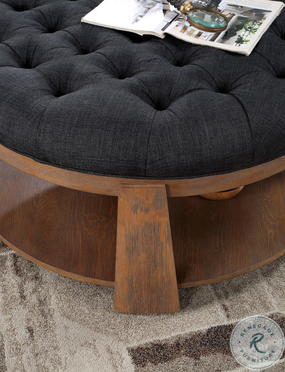 Guis Dark Gray Round Ottoman From Furniture of America | Coleman Furniture
