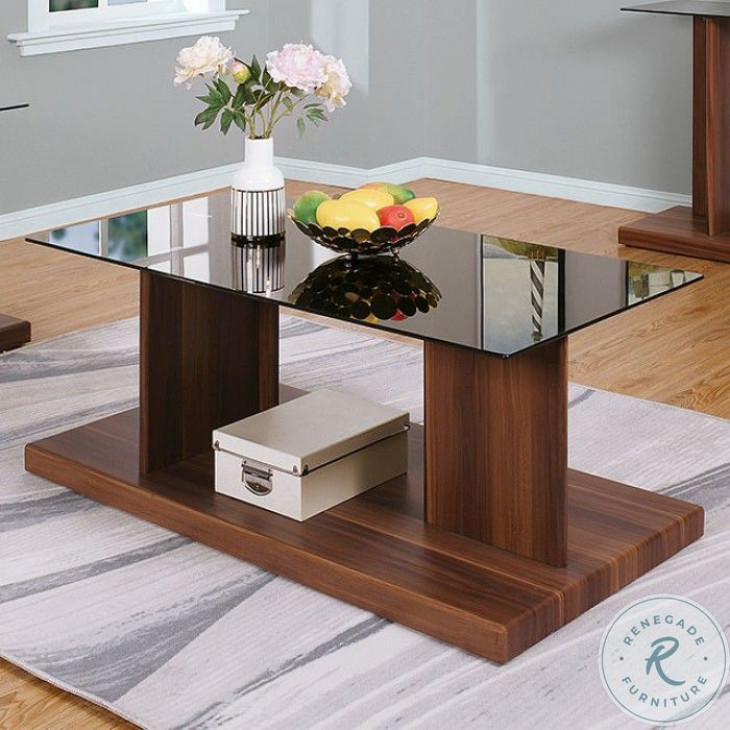 Mannedorf Black And Dark Walnut Coffee Table From Furniture of America