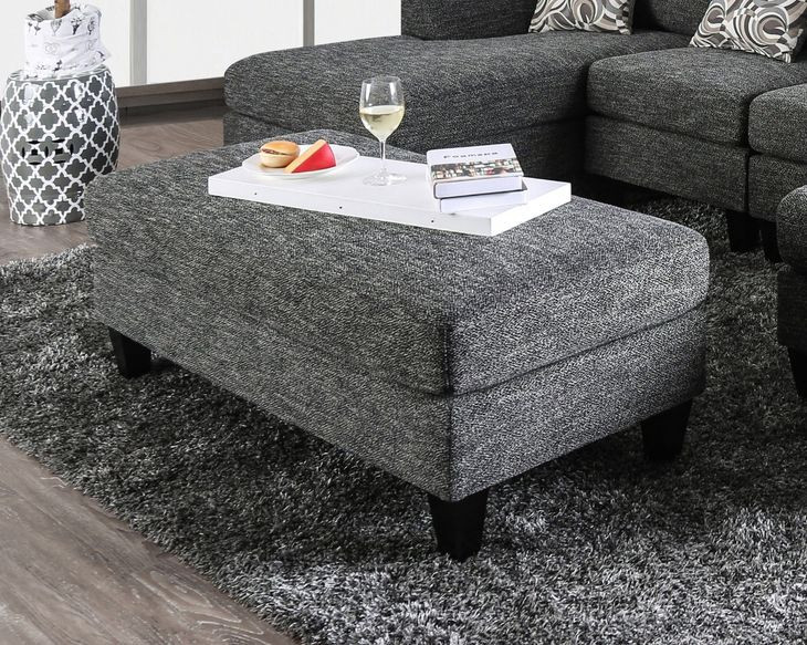Lowry Gray 122" Sectional with Ottoman