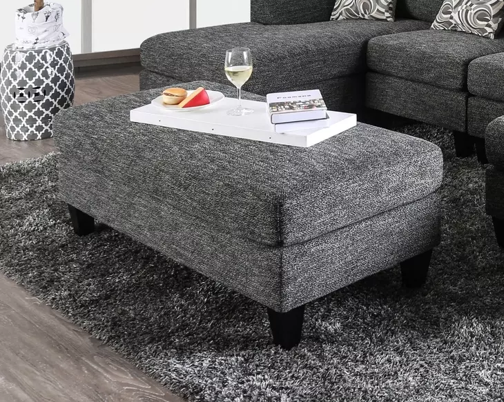 Lowry Gray 122" Sectional with Ottoman