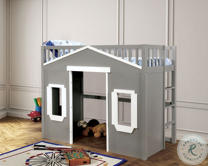 Eileen Gray and White Twin Loft Bed CM7132GY