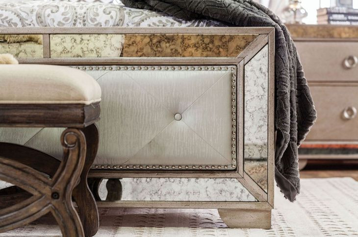 Loraine Champagne Queen Upholstered Panel Bed