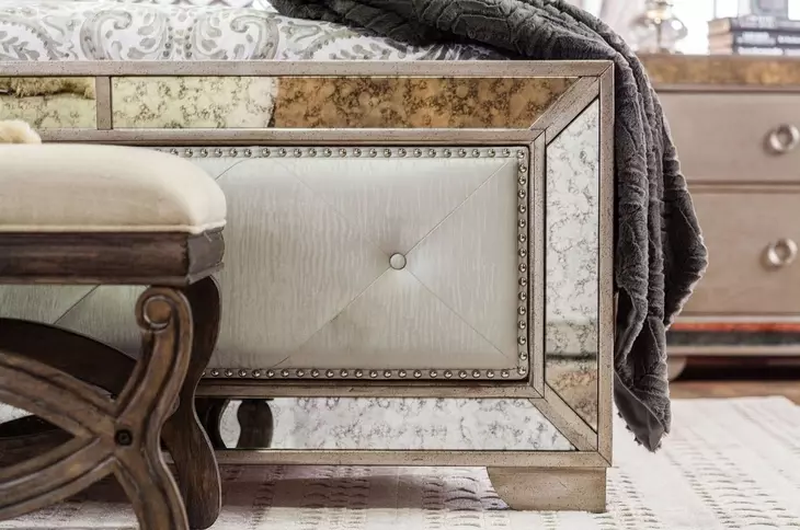 Loraine Champagne Queen Upholstered Panel Bed
