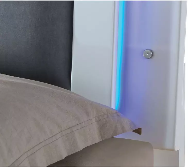 Clementine Glossy White King Upholstered Panel Bed