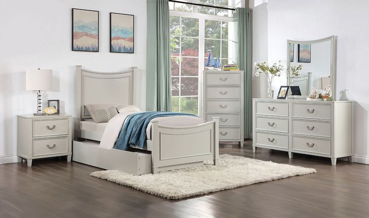 Lycorida Light Gray Twin Bed with Trundle