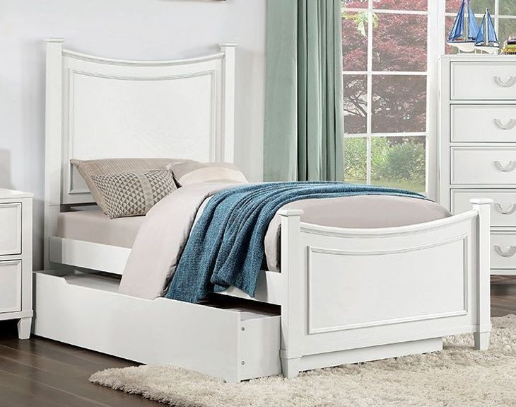 Lycoris White Youth Poster Bedroom Set with Trundle