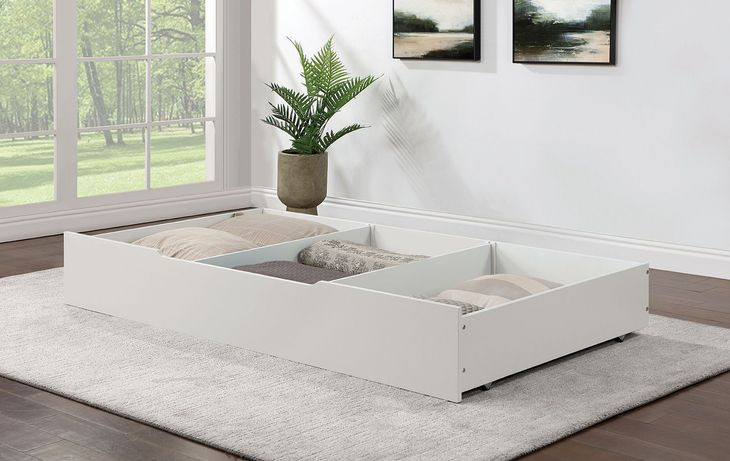 Lycoris White Full Poster Bed with Trundle