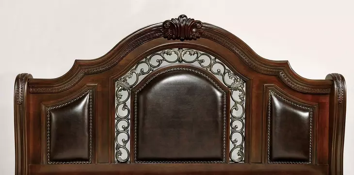 Flandreau Brown Cherry and Espresso King Upholstered Sleigh Bed