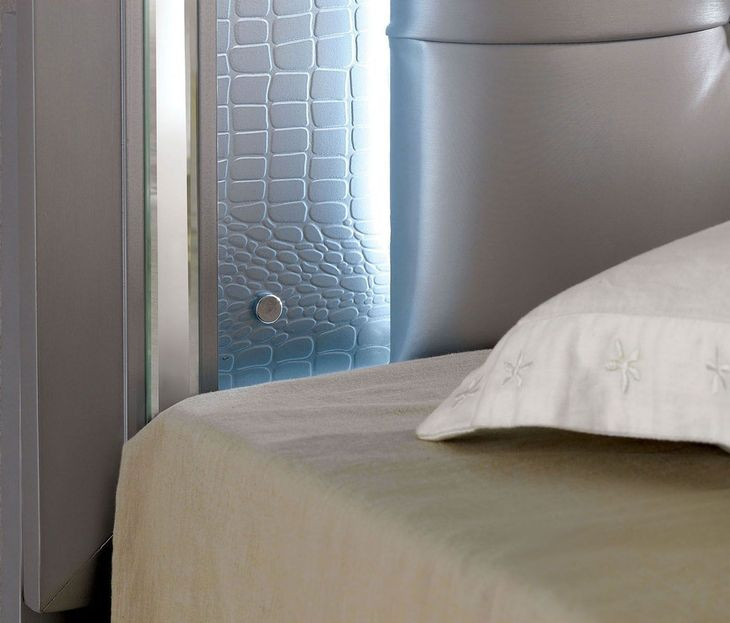 Bellanova Silver California King Upholstered Panel Bed with LED Light