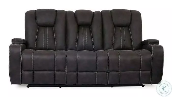 Amirah Dark Gray Glider Sofa With Drop Down Table
