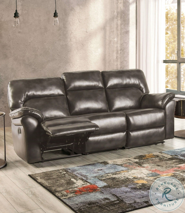 Josias Dark Gray Reclining Sofa From Furniture of America Coleman