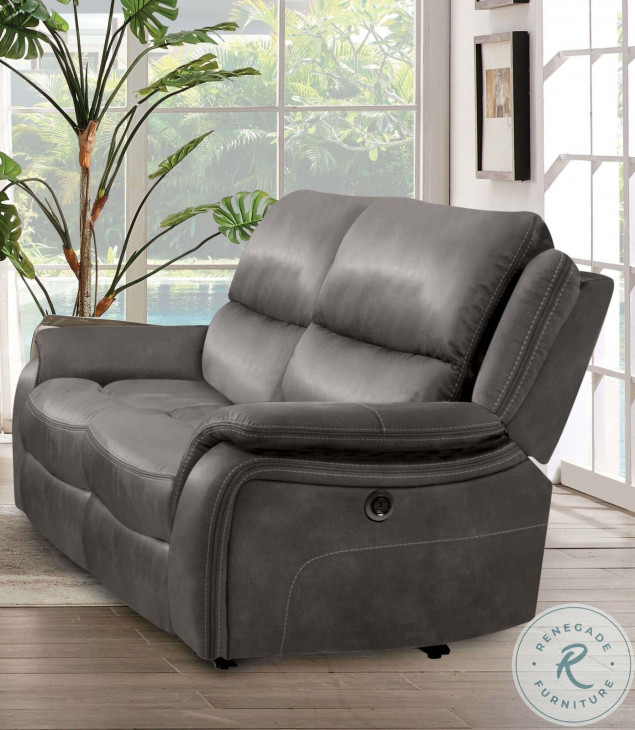 Henricus Dark Gray Reclining Loveseat From Furniture of America