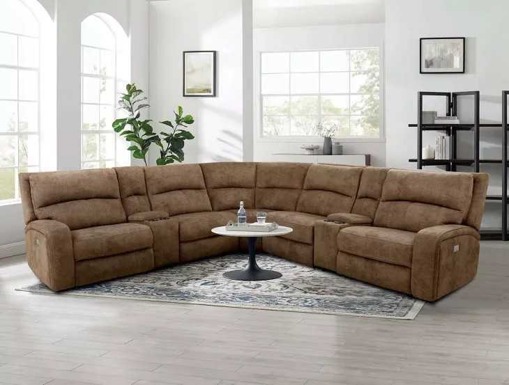 Apostolos Brown Power Reclining Sectional