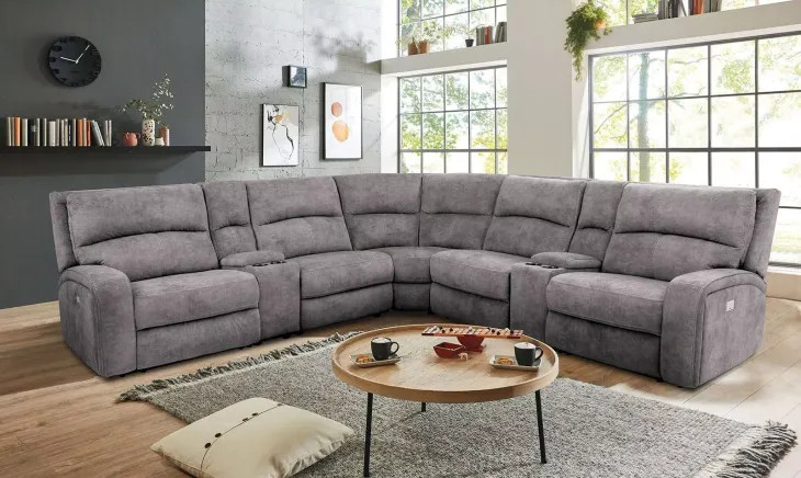 Apostolos Light Gray Power Reclining Sectional