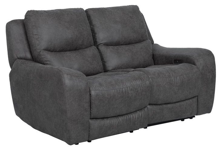 Demetrius Dark Gray Power Reclining Loveseat with USB Charging