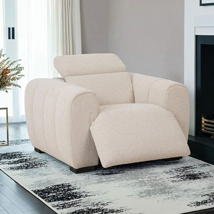 Thaddea White Power Recliner with USB Charging
