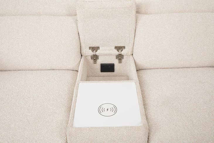 Thaddea White Power Reclining Loveseat with USB Charging