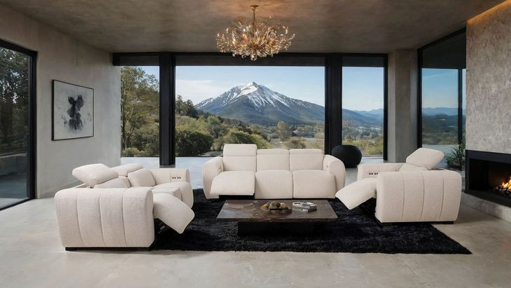 Thaddea White Power Reclining Sofa with USB Charging