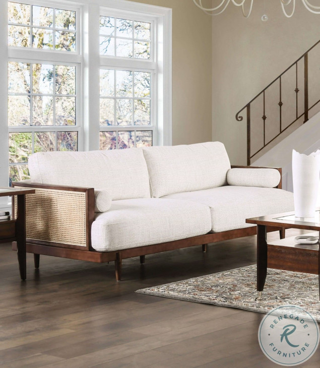 Alesund Beige And Walnut Living Room Set from Furniture of America ...