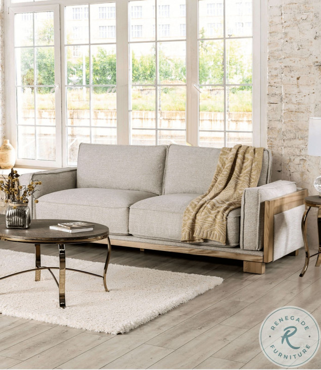 Harstad Light Brown And Natural Sofa From Furniture of America
