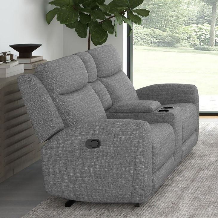 Antonius Gray 78" Manual Reclining Loveseat with Console