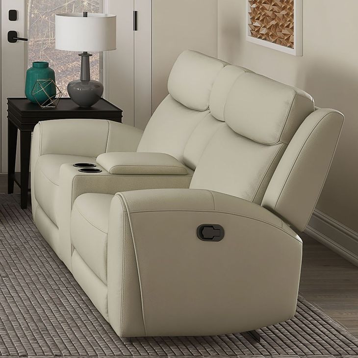 Jacobus Beige 78" Manual Reclining Loveseat with Console
