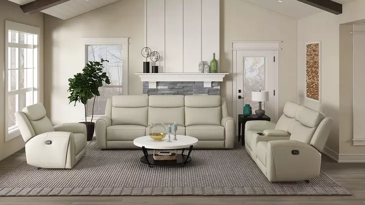 Jacobus Beige 87" Manual Reclining Sofa