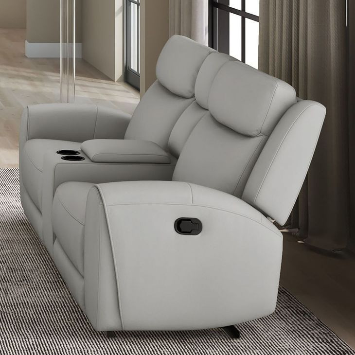 Jacobus Light Gray 78" Manual Reclining Loveseat with Console