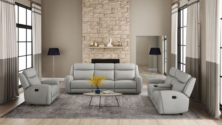 Jacobus Light Gray 78" Manual Reclining Loveseat with Console