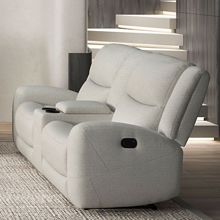 Giraldus Beige 79" Manual Reclining Loveseat with Console
