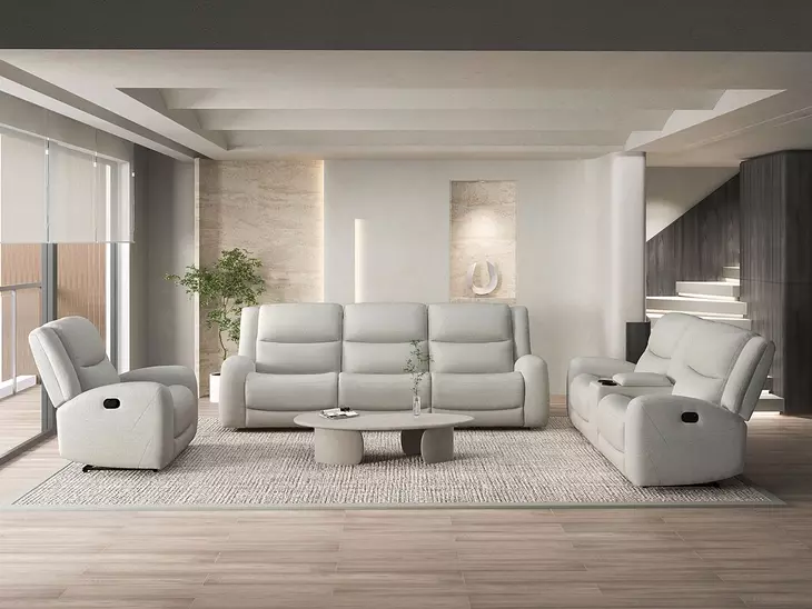Giraldus Beige Manual Reclining Living Room Set