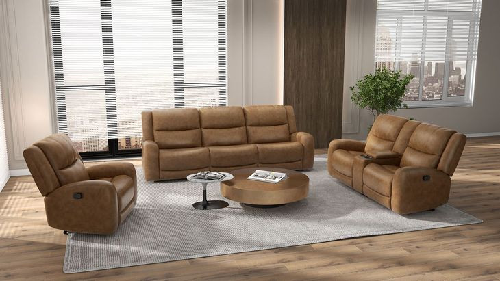 Leolinus Brown Manual Reclining Living Room Set