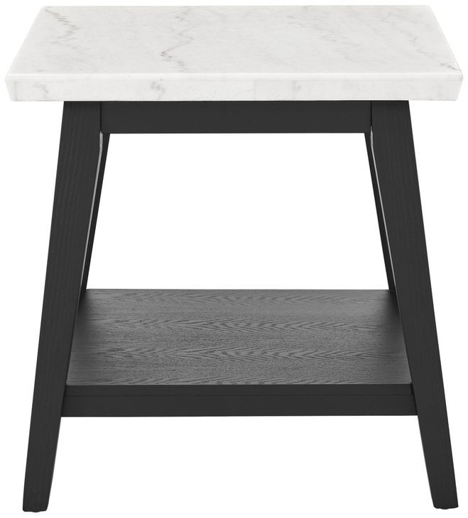Vida White and Black Marble Top Square End Table