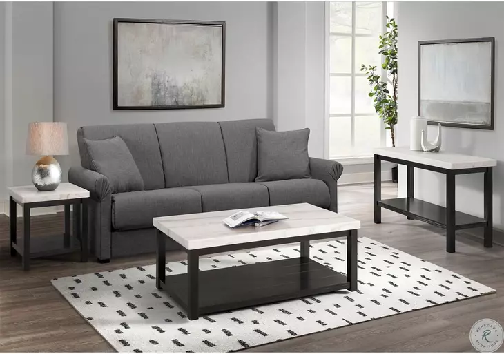 Evie White Marble Rectangular Sofa Table