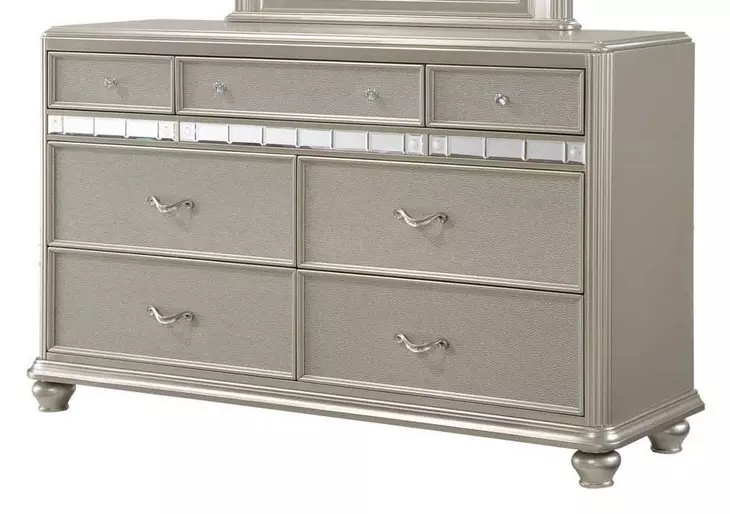 B0846J Silver Upholstered Panel Bedroom Set