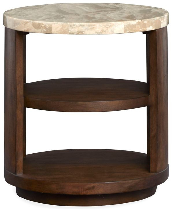 Mcpherson Burnt Umber Round Stone Top End Table