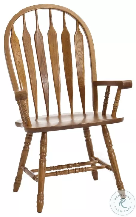 Classic Oak Chestnut Large Arrow Back Arm Chair