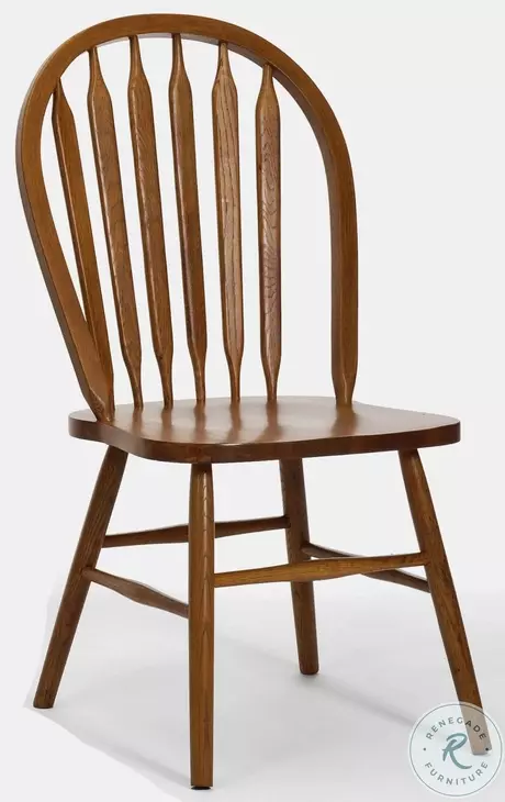 Classic Oak Burnished Rustic Plain Arrow Back Side Chair